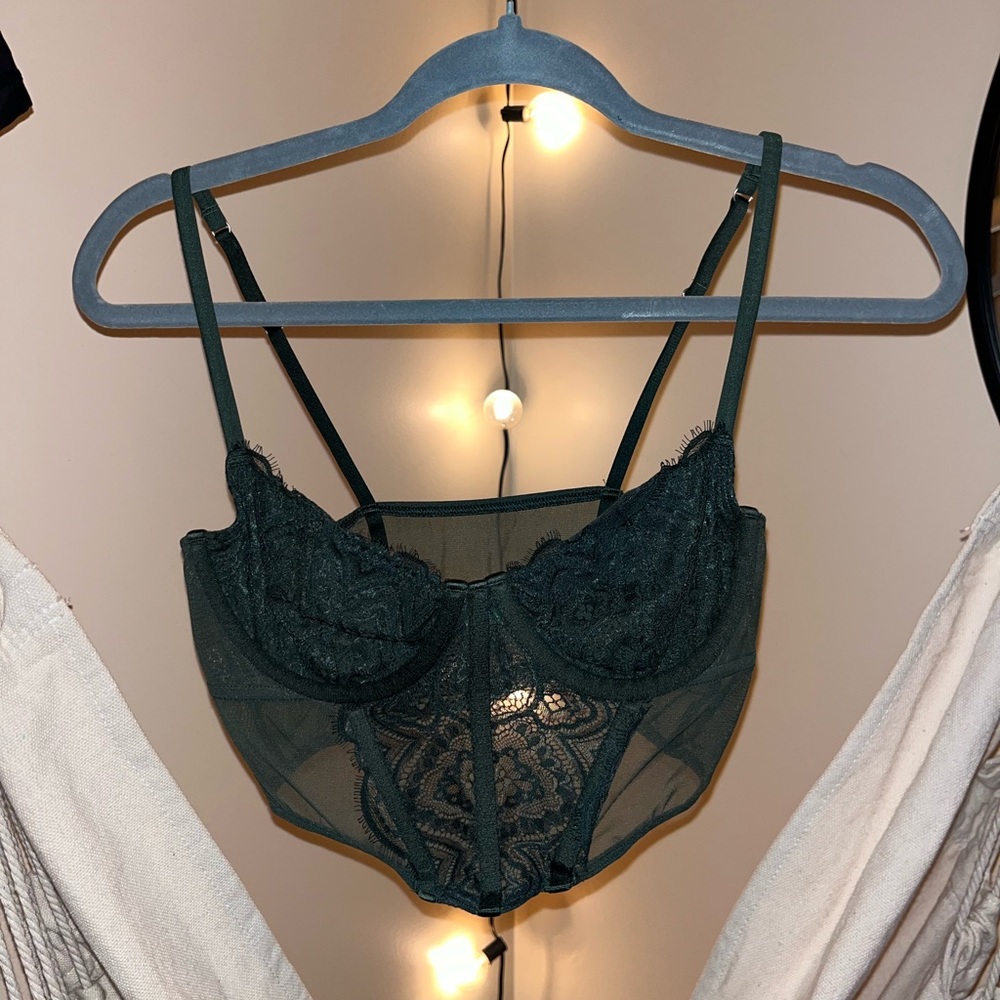 Cropped green corset top